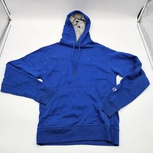 Champion Athletic Hoodie Pullover Blue Embroidered Logo Hooded Sweatshirt Size S
